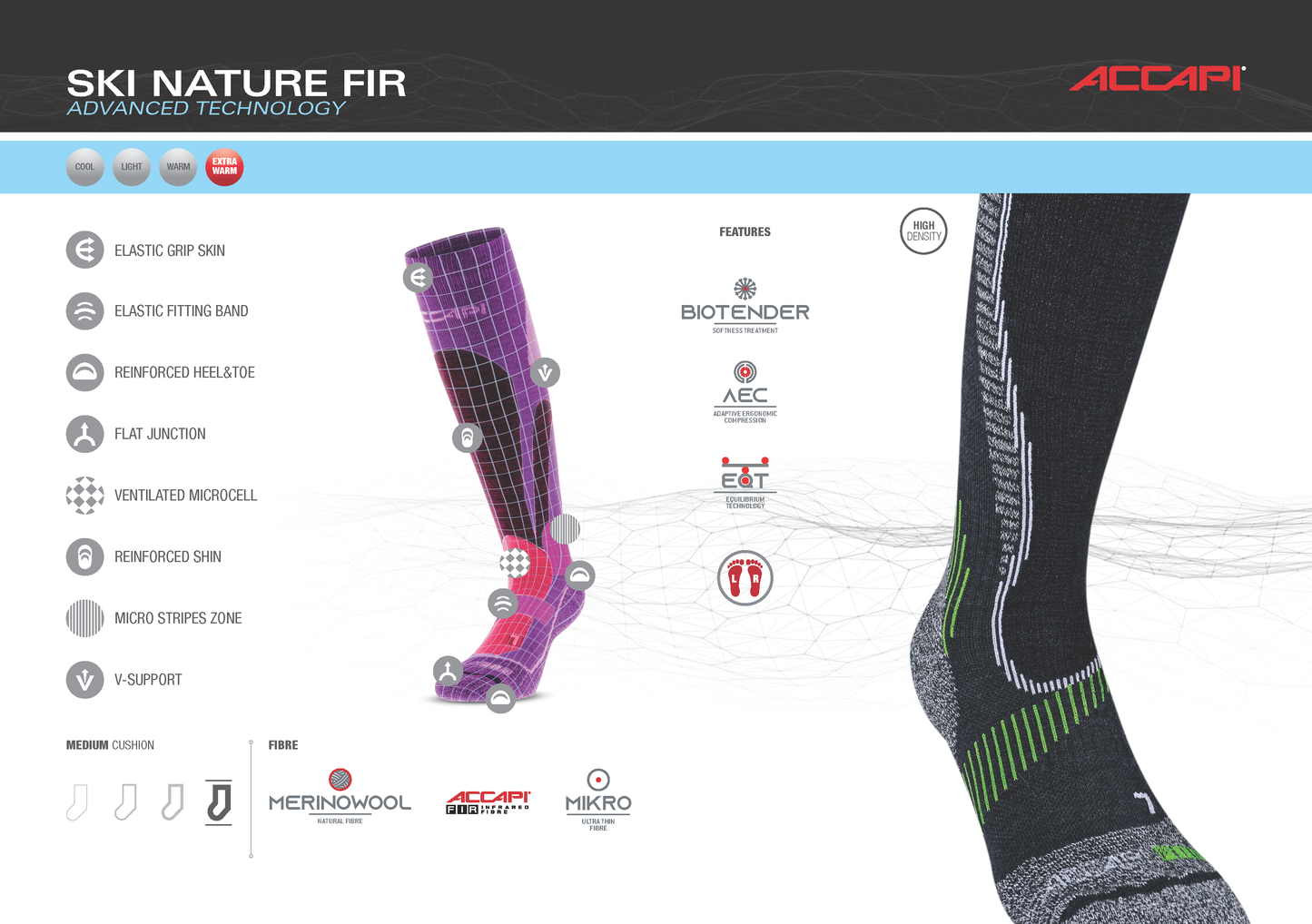 MERINO WOOL FIR-INFRARED SKI SOCKS